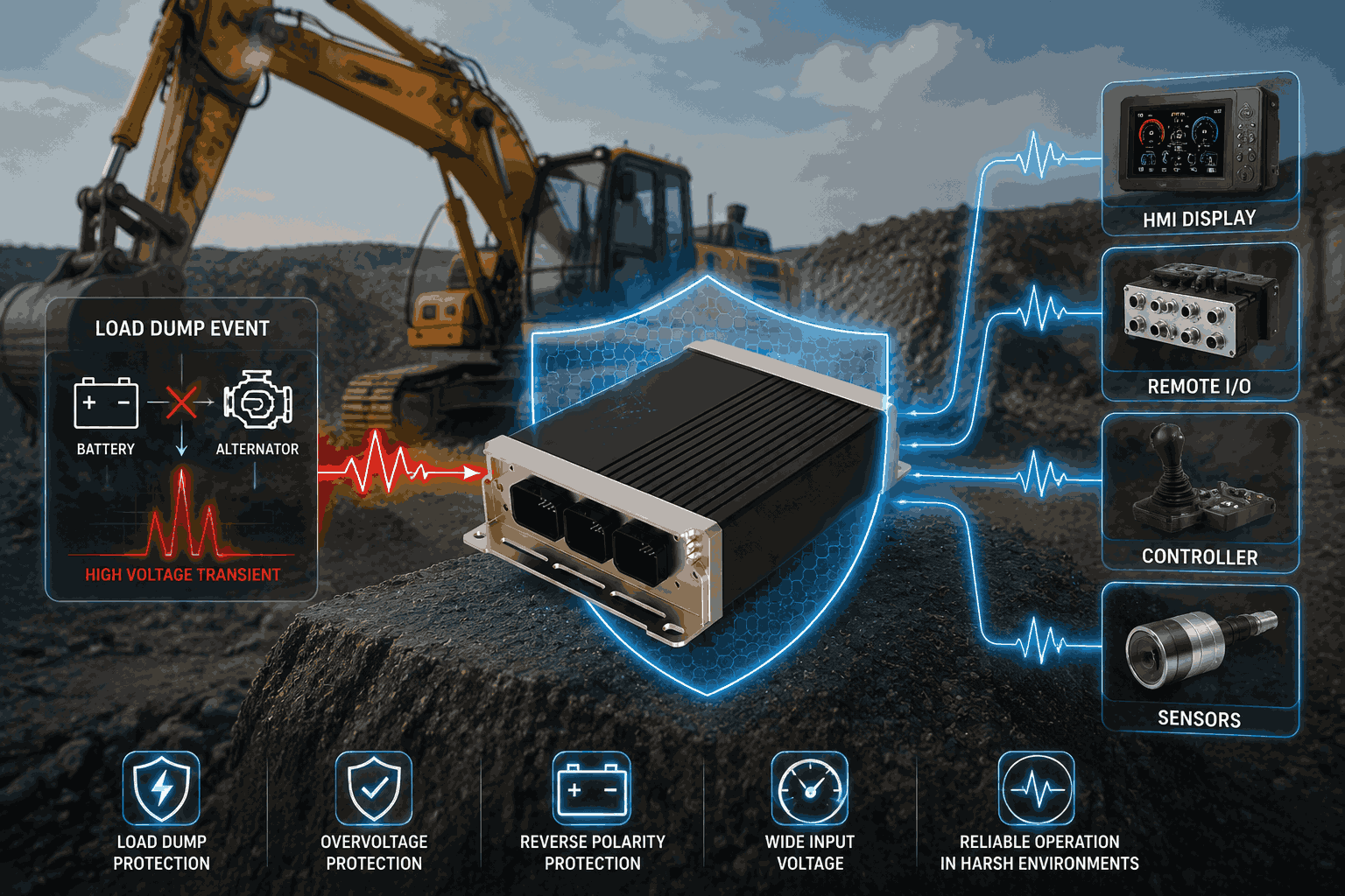 Load Dump Protection for Mobile Machinery Electronics