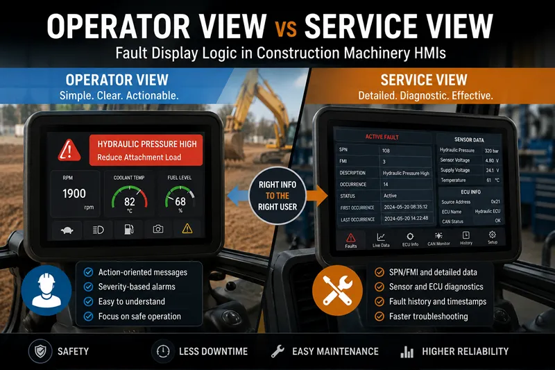 Operator View vs Service View in Construction Machinery HMIs | Fault Display Logic Guide
